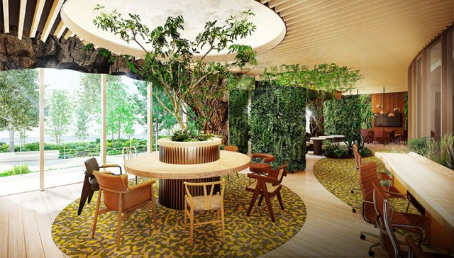 【正面外観CGと共用部位置図】