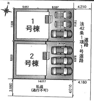 中央区和田町第1　全2棟　1号棟の区画図|全2棟です。
