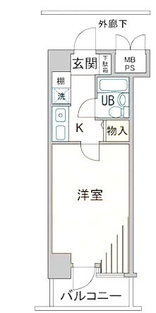横浜市西区平沼２丁目の賃貸マンションの間取り|左右反転タイになっております。