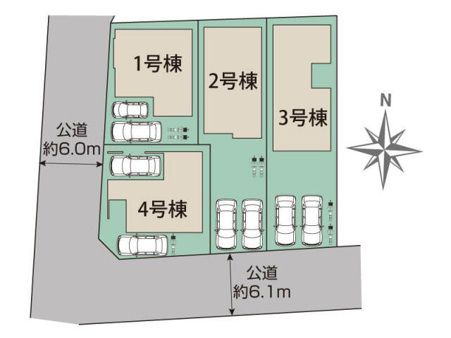 ブルーミングガーデン宇都宮市住吉町　新築一戸建ての区画図|宇都宮市住吉町4棟区画図