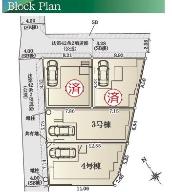 横浜市南区大岡１丁目の新築一戸建の区画図|全4区画の3号棟になります。
