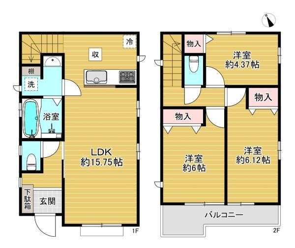 【間取り】 | 大阪市鶴見区中茶屋1丁目　B号棟
