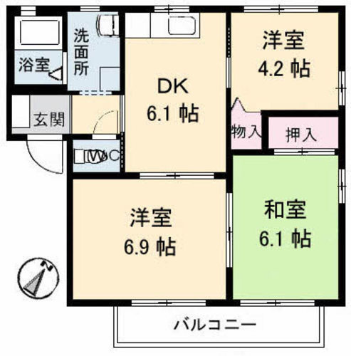 【間取り】 | ヴィ・ラフィネ旗ヶ崎　２号館