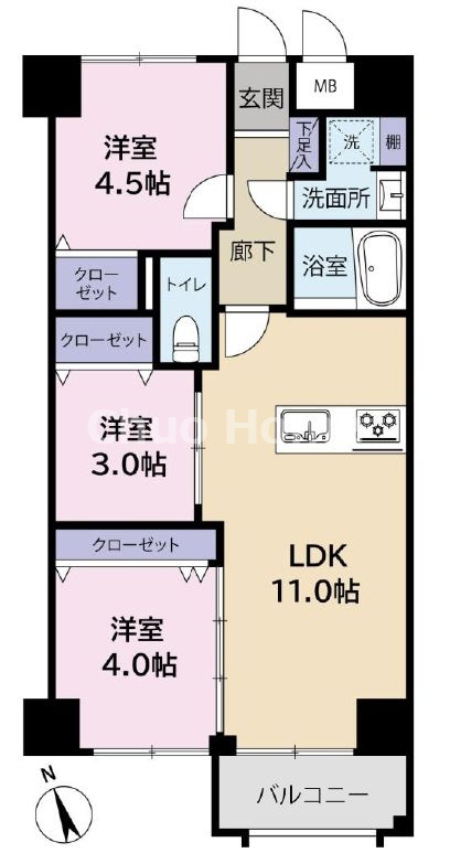 NICアーバンハイム亀戸の間取り|南向きにつきまして日当り・通風良好。新規リノベーションマンション。