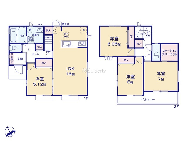 土浦市神立町　新築戸建　B号棟の間取り