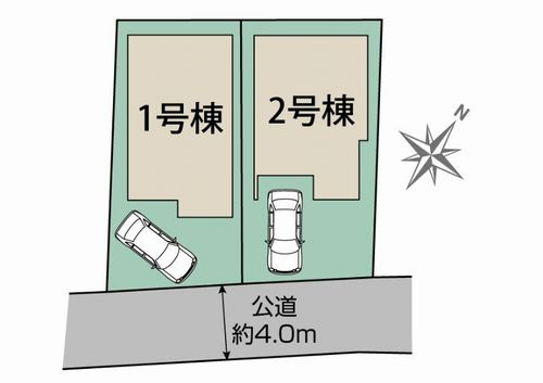 【仲介手数料０円】相模原市中央区上溝4丁目　新築一戸建て　全2棟の区画図|【仲介手数料０円】相模原市中央区上溝4丁目　新築一戸建て　全2棟