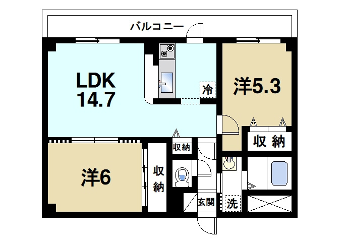エスポワール三松の間取り|カップルさんにもおすすめの間取りです