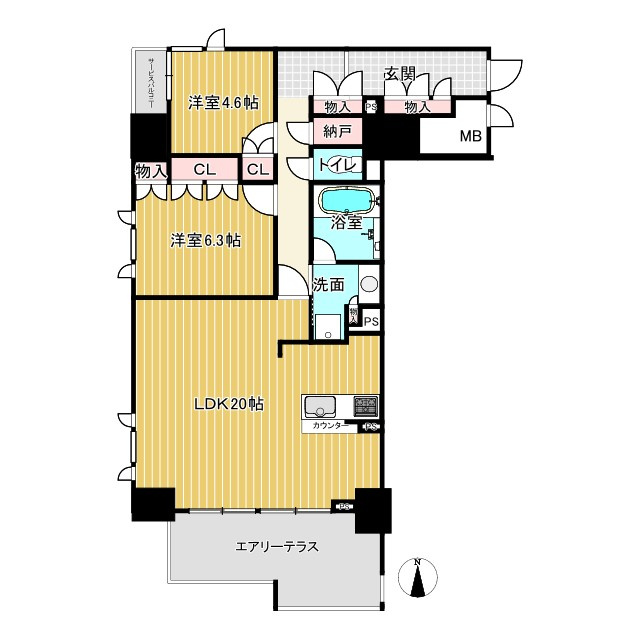 プラセシオン名古屋伏見8階　2LDKの間取り
