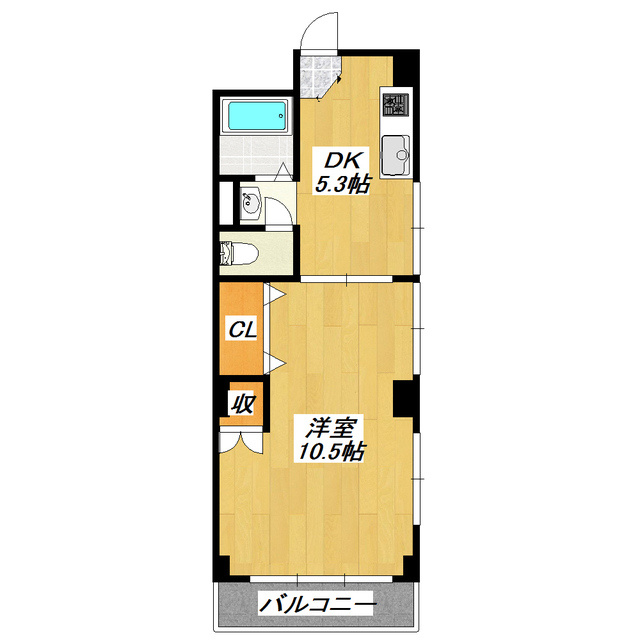 澤柳マンションの間取り|広い1DKタイプのお部屋になります。