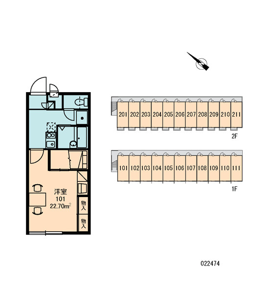 レオパレス土浦Bの区画図|画像3