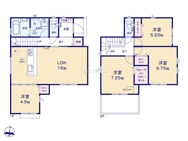 所沢市北秋津4期全2棟　新築戸建　グラファーレの間取り