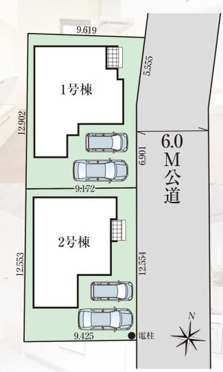 所沢市北秋津4期全2棟　新築戸建　グラファーレの区画図