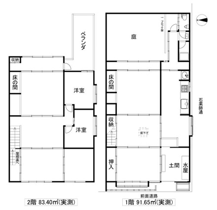 上京区大猪熊町京町家の間取り
