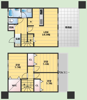 【間取り】 | 箕面市桜ヶ丘1丁目テラスハウス