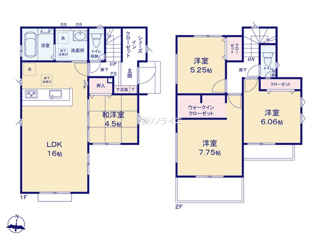 所沢市北秋津4期全2棟　新築戸建　グラファーレの間取り
