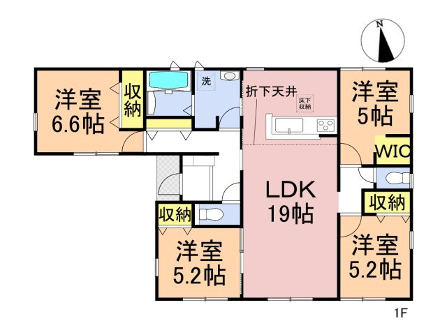 【商談中】リーブルガーデン　本巣郡北方町芝原西町　全1区画分譲　平屋建ての間取り|■1号棟　■ヤマダ不動産　株式会社リライフ　
■夢のマイホーム購入をフルサポートします！