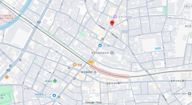 中野区上高田５丁目の店舗事務所の地図