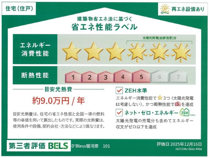 川崎市多摩区宿河原５丁目のアパートの省エネ性能ラベル