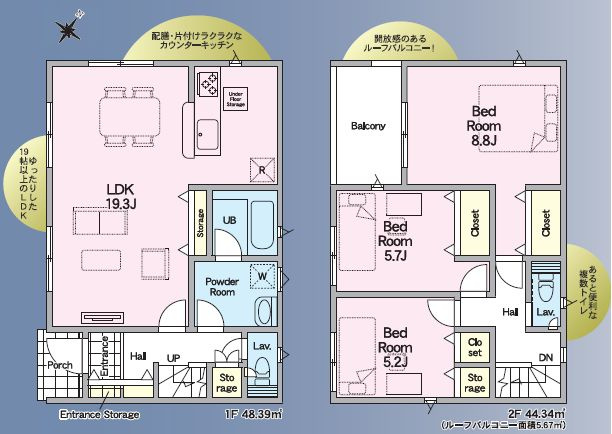 古河市諸川　第9　2号棟の間取り