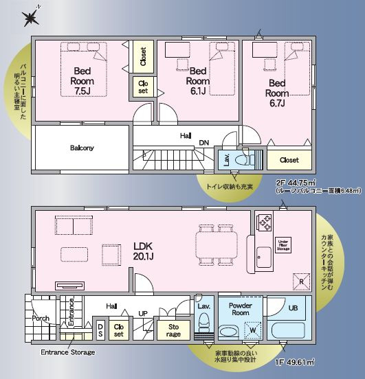 古河市諸川　第9　3号棟の間取り
