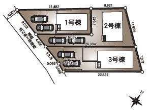古河市諸川　第9　3号棟の区画図