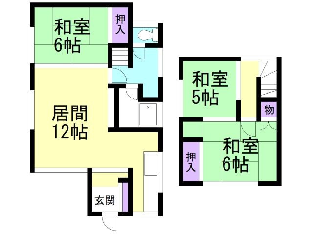 登別市若山町3丁目27-52戸建の間取り