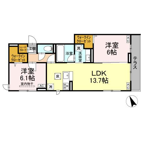 川崎市多摩区宿河原６丁目のアパートの間取り