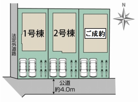 【仲介手数料０円】相模原市南区新戸　新築一戸建て　全3棟の区画図|相模原市南区新戸　新築一戸建て　全3棟