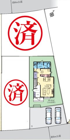 綾瀬市深谷中　新築3棟の区画図
