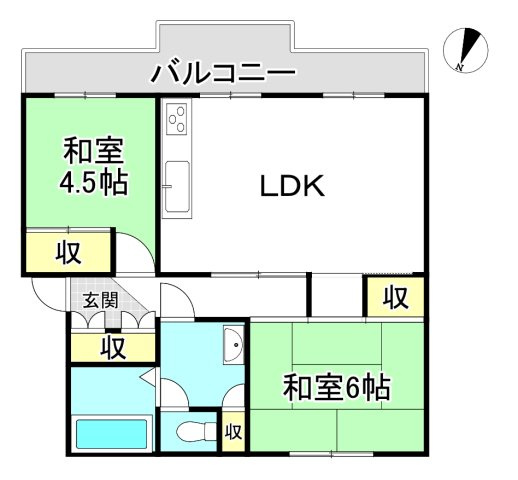 月丘団地　２号棟の間取り