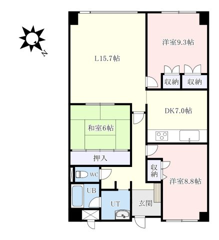 中道2丁目マンション　タック五稜郭の間取り