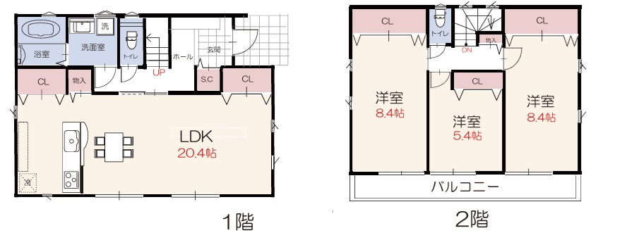 仲介手数料無料　狭山市広瀬台２期Ａ　新築戸建　全１棟の間取り