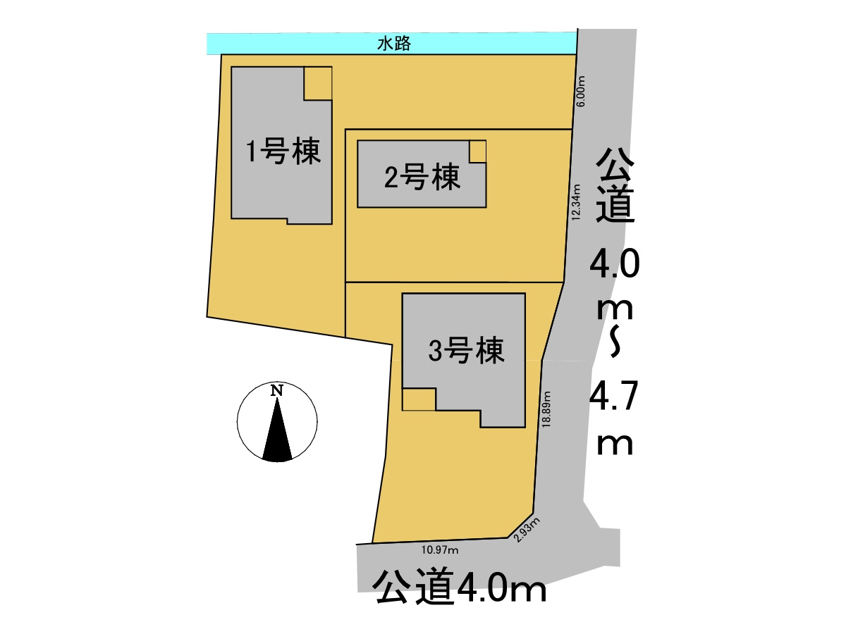 リーブルガーデン　羽島郡笠松町米野　全3区画分譲の区画図|■区画図
■YAMADA電機の　ヤマダ不動産　株式会社リライフ　
いつでもお問合わせ下さい。