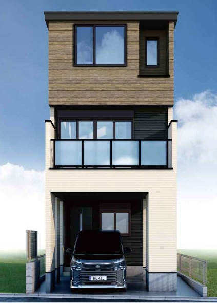 葛飾区東新小岩６丁目　新築戸建ての外観パース