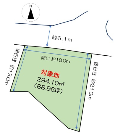岡山市北区今岡 土地の区画図|◆敷地面積はゆったり広々88坪強ございます。