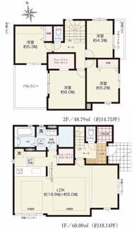 【間取り】 | 【仲介手数料無料！！】日野市万願寺1丁目　新築戸建て（全1棟）1号棟　6949万円 | 4LDK　建物：108.79㎡