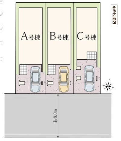 江戸川区北小岩７丁目　新築戸建て全３棟の区画図