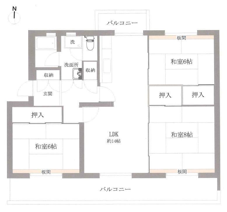新多聞第3住宅204号棟の間取り