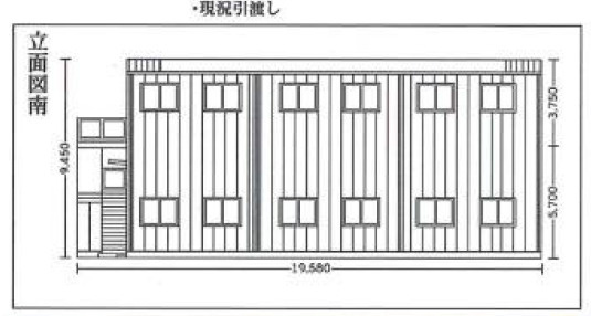 相模原市中央区田名の倉庫|立面図