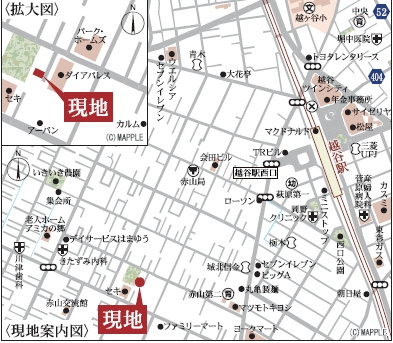 越谷市赤山町新築戸建ての地図