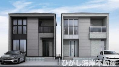 藤沢市辻堂東海岸3丁目　新築戸建　全２棟の外観|イメージパスですので実際のものと多少異なります
5月1日撮影　建築中　現地外観