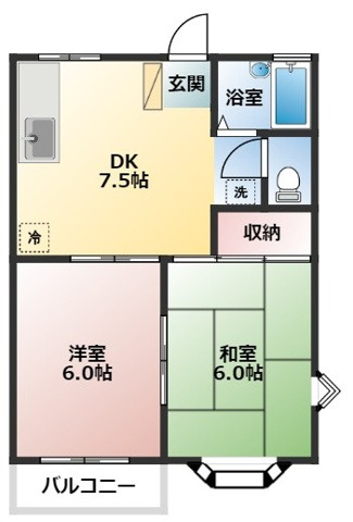 三浦市南下浦町上宮田のアパートの間取り