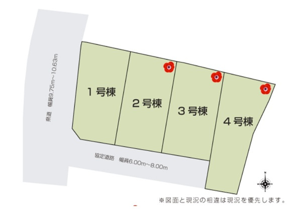 【いろどりアイタウン】栃木市藤岡町藤岡22-P4　全4邸の区画図|全棟配置図