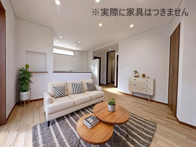 【エコnaホーム】　郡山市横塚6丁目　芳賀小・第四中の居間・リビング|リビングはゆとりがありご家族皆さんでくつろぐことができる空間です！