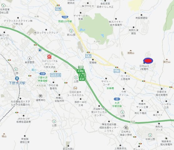 日光市山口　戸建の地図