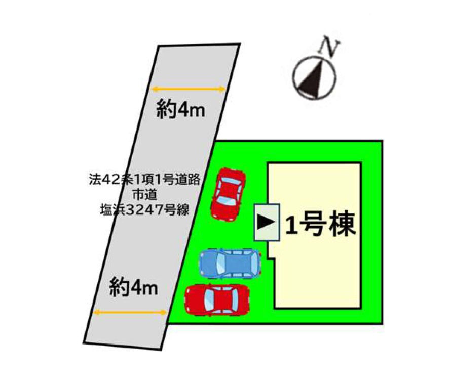 福岡市東区塩浜1丁目第5-1棟（1号棟）の前面道路含む現地写真|見学の時間などお気軽にお問い合わせ下さい。