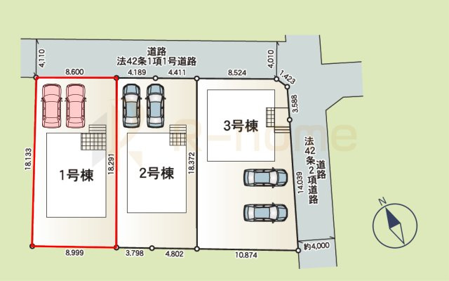 石岡市東光台第4　新築戸建て　1号棟の区画図|大きなお買い物だからこそ、メリット・デメリットを伝えさせて頂きます。
R-homeにお任せください♪