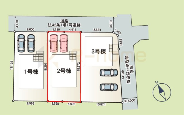 石岡市東光台第4　新築戸建て　2号棟の区画図|大きなお買い物だからこそ、メリット・デメリットを伝えさせて頂きます。
R-homeにお任せください♪