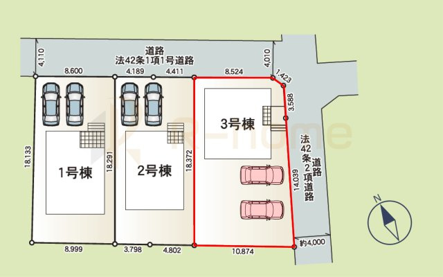 石岡市東光台第4　新築戸建て　3号棟の区画図|大きなお買い物だからこそ、メリット・デメリットを伝えさせて頂きます。
R-homeにお任せください♪