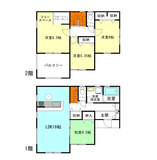 【間取り】 | リーブルガーデン.S高崎市金古町第5ー② | 全居室南向き！主寝室はウォークインクローゼット完備！